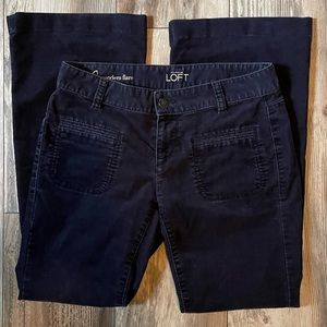 Ann Taylor Loft Modern Flare Corduroy Pants Dark Blue SZ 0